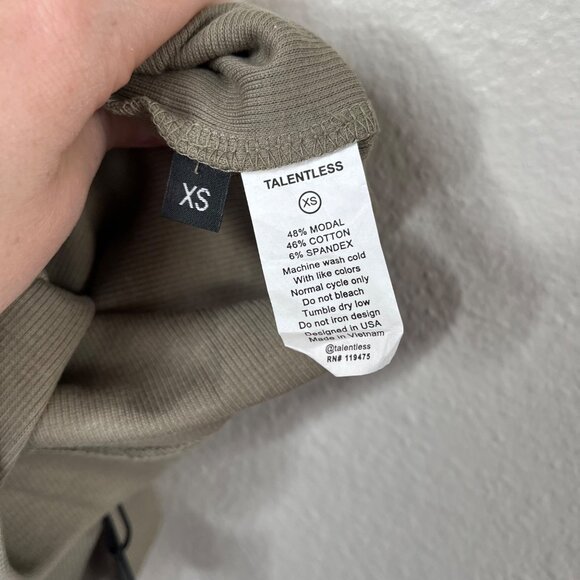 Talentless Womens Ribbed Knit Olive Green Active Biker Shorts XS - Picture 5 of 8